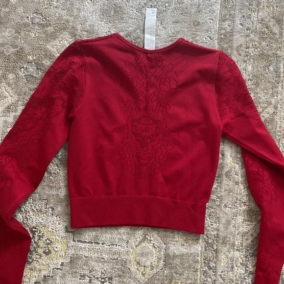 Fabletics Flora Seamless Long Sleeve Top Red - Picture 9 of 11